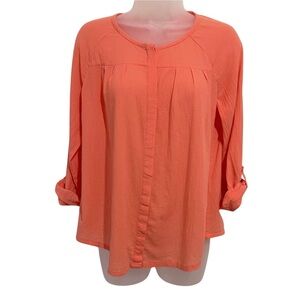 Joie 100% Cotton Coral Roll Tab Sleeves Blouse Size XS